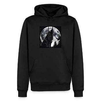 Wolf howls at the moon – Dark Design - Men’s Premium Organic Hoodie - black - Front - Nico (187cm)