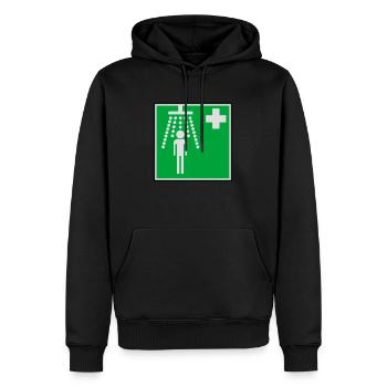 Clean Douche hôpital - Sweat à capuche Premium bio Homme - noir - Devant - Nico (187cm)