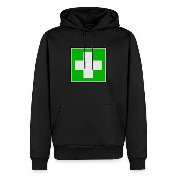 Première Croix de l'aide - Sweat à capuche Premium bio Homme - noir - Devant - Nico (187cm)
