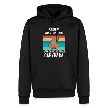 Capybara - Men’s Premium Organic Hoodie - black - Front - Nico (187cm)