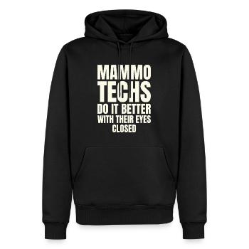 Mammo-Techniker machen es besser mit geschlossenen Augen - Männer Premium Bio Hoodie - Schwarz - Vorne - Nico (187cm)