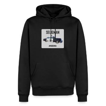 Voiture ancienne, Seligman, Arizona, road 66 USA - Sweat à capuche Premium bio Homme - noir - Devant - Nico (187cm)
