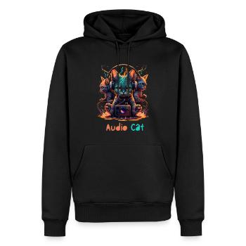 Audio Cat - Männer Premium Bio Hoodie - Schwarz - Vorne - Nico (187cm)