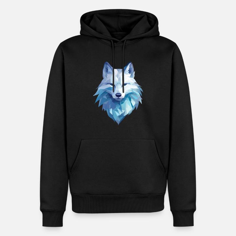 Polarfuchs im Polygon Stil - Männer Premium Bio Hoodie - Schwarz