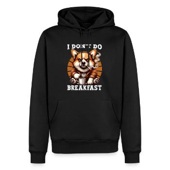 Je ne fais pas de petit-déjeuner Grumpy Corgi en buvant du café - Sweat à capuche Premium bio Homme - noir - Devant - Nico (187cm)