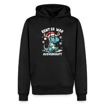 Dino Rentier war ausverkauft - Männer Premium Bio Hoodie - Schwarz - Vorne - Nico (187cm)