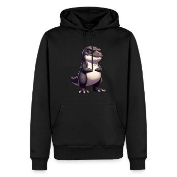 Frecher T-Rex Dino Cartoon Lustig Ironisch - Männer Premium Bio Hoodie - Schwarz - Vorne - Nico (187cm)