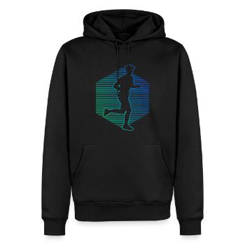 Marathonien Hommes Course de Fond - Sweat à capuche Premium bio Homme - noir - Devant - Nico (187cm)
