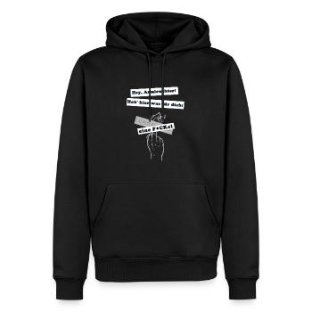 hier eine F*Ckel für dich! - Männer Premium Bio Hoodie - Schwarz - Vorne - Nico (187cm)