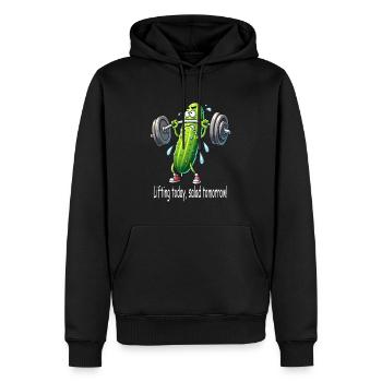 Lustige Gurke beim Gewichtheben - Männer Premium Bio Hoodie - Schwarz - Vorne - Nico (187cm)
