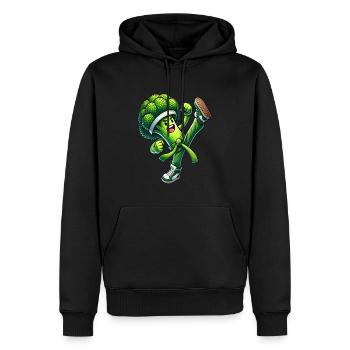 Maître karaté du brocoli - Sweat à capuche Premium bio Homme - noir - Devant - Nico (187cm)