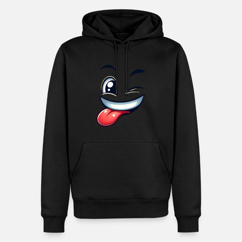 Cool lächelndes Gesicht - Männer Premium Bio Hoodie - Schwarz