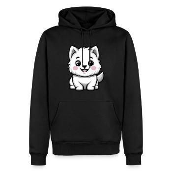 Chien Samoyède Mignon - Sweat à capuche Premium bio Homme - noir - Devant - Nico (187cm)