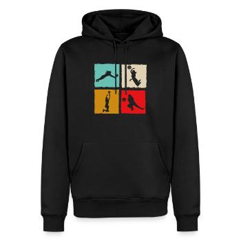 Volley Volley Vintage Rétro - Sweat à capuche Premium bio Homme - noir - Devant - Nico (187cm)