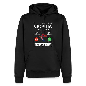 Drapeau de la Croatie Adriatique Zagreb Drapeau croate - Sweat à capuche Premium bio Homme - noir - Devant - Nico (187cm)