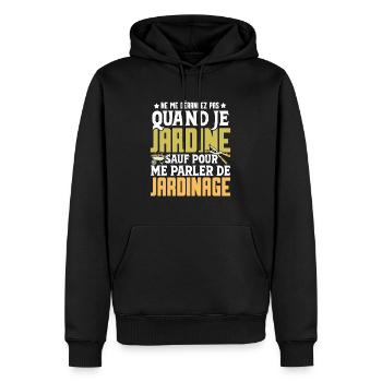 Cadeau humour jardinier jardinage potager jardin - Sweat à capuche Premium bio Homme - noir - Devant - Nico (187cm)