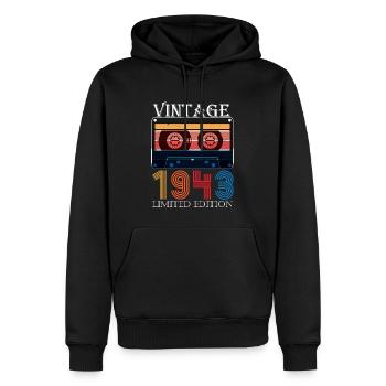 1943 vintage anniversary retro limited edition - Men’s Premium Organic Hoodie - black - Front - Nico (187cm)