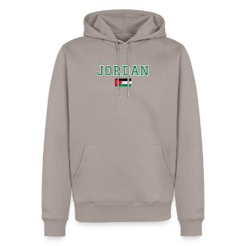 Jordan - Men’s Premium Organic Hoodie - taupe - Front - Nico (187cm)