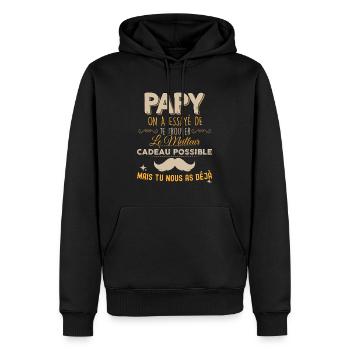 Mon Papy A Les Meilleurs Cadeau Du Monde...Nous ! - Sweat à capuche Premium bio Homme - noir - Devant - Nico (187cm)
