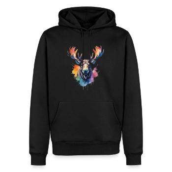 Elch Cool König des Waldes Aquarelle - Männer Premium Bio Hoodie - Schwarz - Vorne - Nico (187cm)