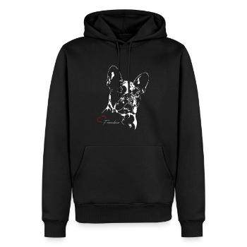 coeur FRENCHIE PORTRAIT - Sweat à capuche Premium bio Homme - noir - Devant - Nico (187cm)