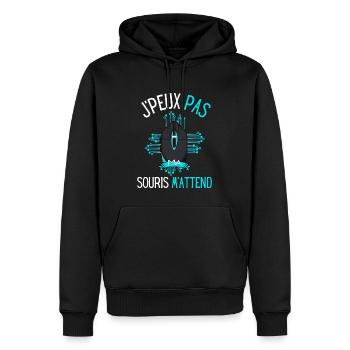 Je peux pas j'ai | J'peux pas ma souris m'attend - Sweat à capuche Premium bio Homme - noir - Devant - Nico (187cm)