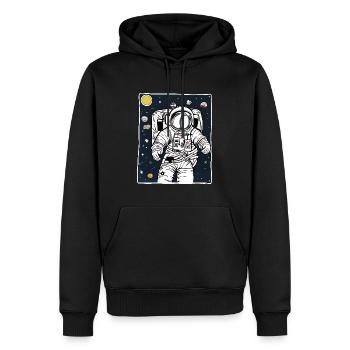 Illustration d’un astronaute - Sweat à capuche Premium bio Homme - noir - Devant - Nico (187cm)