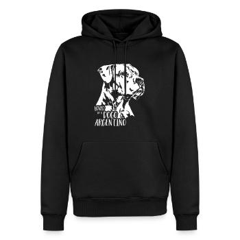 Aimé par un chien Dogo Argentino disant Wilsigns - Sweat à capuche Premium bio Homme - noir - Devant - Nico (187cm)