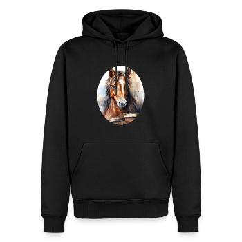 Pferd - Männer Premium Bio Hoodie - Schwarz - Vorne - Nico (187cm)