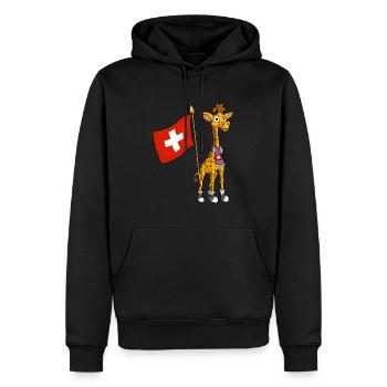 Schweizer Fan / Schweiz Giraffe - Männer Premium Bio Hoodie - Schwarz - Vorne - Nico (187cm)