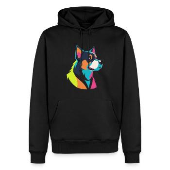 Chien Pop Art - Sweat à capuche Premium bio Homme - noir - Devant - Nico (187cm)