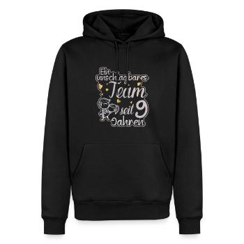 Ein perfektes Team seit 9 Jahren Hochzeitstag - Männer Premium Bio Hoodie - Schwarz - Vorne - Nico (187cm)