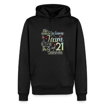 Ein perfektes Team seit 21 Jahren Hochzeitstag - Männer Premium Bio Hoodie - Schwarz - Vorne - Nico (187cm)