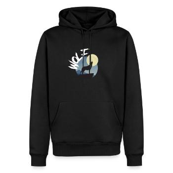 Wolf Moon Howling Wilderness Wild Wildlife - Men’s Premium Organic Hoodie - black - Front - Nico (187cm)