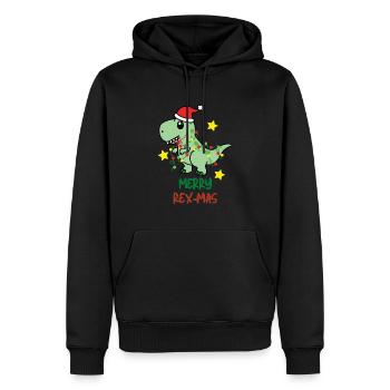 Merry Rex-Mas Ugly Christmas XMAS X-Mas - Männer Premium Bio Hoodie - Schwarz - Vorne - Nico (187cm)