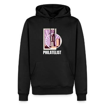 Collection de timbres philatélistes - Sweat à capuche Premium bio Homme - noir - Devant - Nico (187cm)