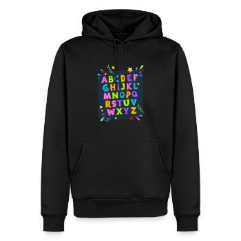 Alphabet Abc Schulstart Mädchen Jungen - Männer Premium Bio Hoodie - Schwarz - Vorne - Nico (187cm)