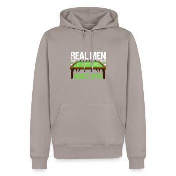 Real Men Dont Spin Drehfußball Kickern - Männer Premium Bio Hoodie - Taupe - Vorne - Nico (187cm)
