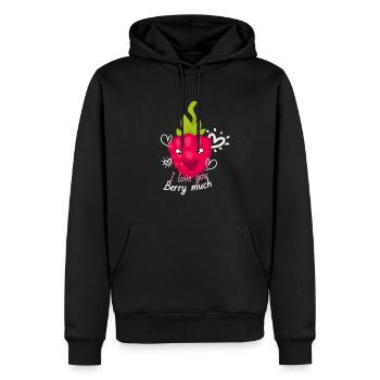 I Love You Berry Much Frucht Himbeere - Männer Premium Bio Hoodie - Schwarz - Vorne - Nico (187cm)