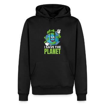 Je sauve la planète solaire photovoltaïque - Sweat à capuche Premium bio Homme - noir - Devant - Nico (187cm)