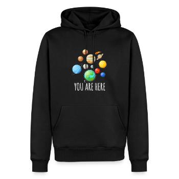 Vous êtes ici Planète Astronaute Espace - Sweat à capuche Premium bio Homme - noir - Devant - Nico (187cm)