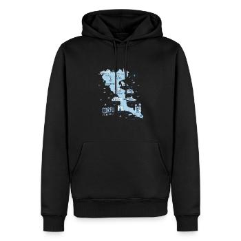 Corfou Grèce Corfou - Sweat à capuche Premium bio Homme - noir - Devant - Nico (187cm)
