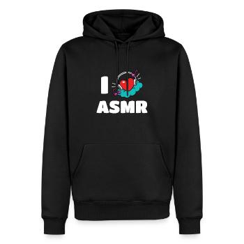 I Love ASMR Herz Kopfhörer - Männer Premium Bio Hoodie - Schwarz - Vorne - Nico (187cm)