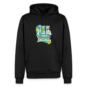 Quand la vie vous donne des smoothies aux fruits - Sweat à capuche Premium bio Homme - noir - Devant - Nico (187cm)