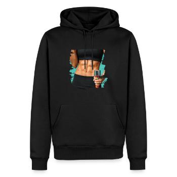 Faux Muscle Femme Fitness Corps des Femmes - Sweat à capuche Premium bio Homme - noir - Devant - Nico (187cm)