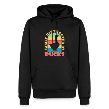 Facilement distrait par les canards Canards Oiseau - Sweat à capuche Premium bio Homme - noir - Devant - Nico (187cm)