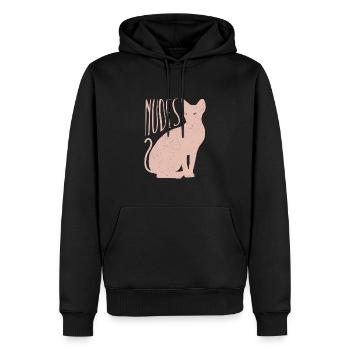 Chaton chat Sphynx nu - Sweat à capuche Premium bio Homme - noir - Devant - Nico (187cm)