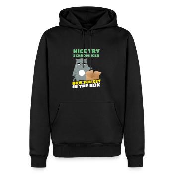 Nice Try Schrödinger Schrödinger's Cat - Men’s Premium Organic Hoodie - black - Front - Nico (187cm)