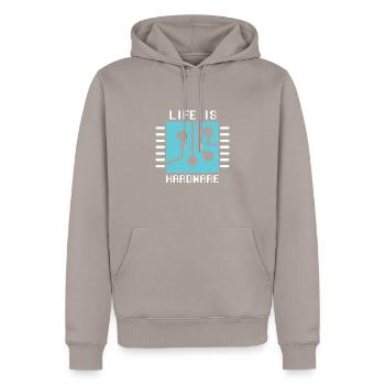 Life Is Hardware Informatiker Hack Coder - Männer Premium Bio Hoodie - Taupe - Vorne - Nico (187cm)