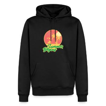 L’été commence à la plage Surfeur de vacances - Sweat à capuche Premium bio Homme - noir - Devant - Nico (187cm)